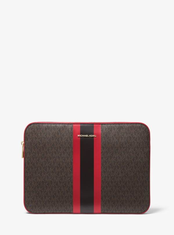 Damske Spojková Taška Michael Kors Jet Set Logo Stripe 13 Inch Laptop Case Červené - Kabelky Michael Kors Slevy | FOVUG-1358